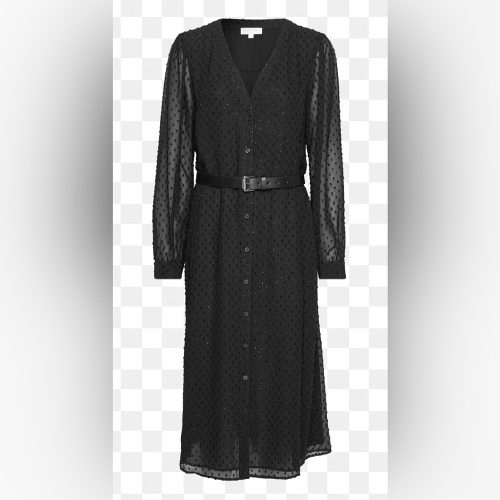 Michael Kors Kate Dress in Black Dots with shimmer.  Size L NWT